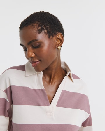 Lilac Stripe Rugby Polo Top