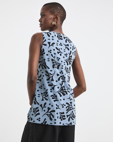 Printed V Neck Woven Vest