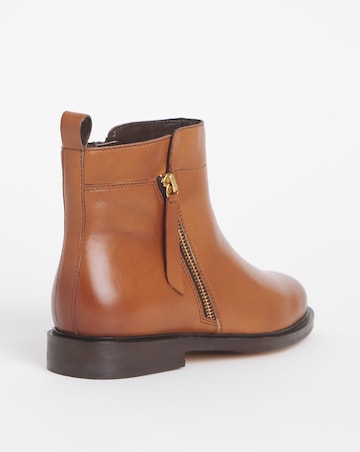 Camden Leather Side Zip Ankle Boots - Wide Fit (E)