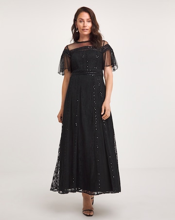 Joanna Hope Mesh Lace Beaded Dress