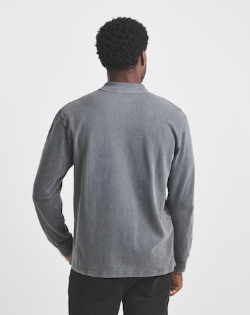 Union Garment Dyed Long Sleeve Polo-Grey