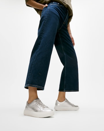 Fitflop Metallic Leather Trainers Silver - Standard Fit (D)