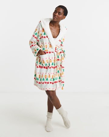 Pretty Secrets Christmas Fair Isle Fleece Dressing Gown