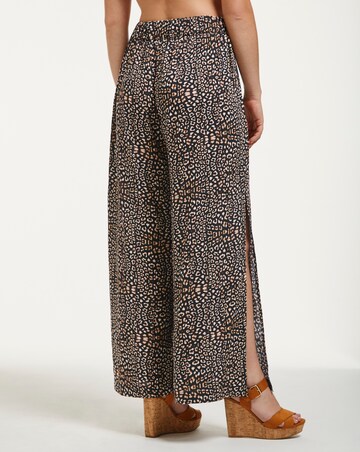 Figleaves Mala Leopard Print Wide Leg Beach Trousers