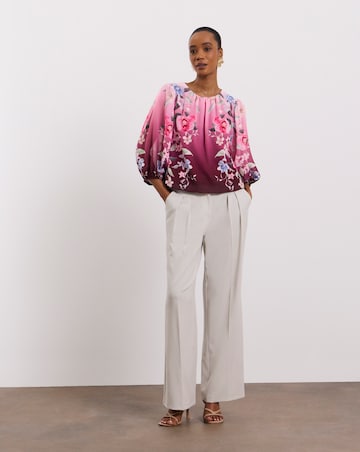 Joanna Hope Bubble Hem Floral Blouse