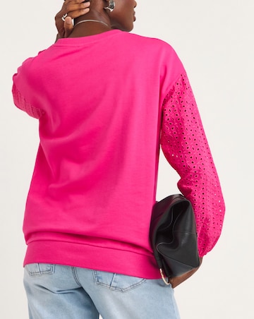 Bright Pink Broderie Sweatshirt