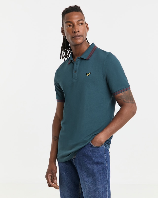 Voi Tipped Cotton Pique Polo - Long Length