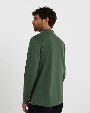 Folio Mercerised Supima Zip Long Sleeve Polo-Khaki