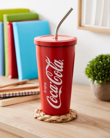 Coca-Cola Stainless Steel Travel Mug with Straw