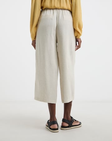 Stone Linen Mix Cropped Wide Leg Culottes