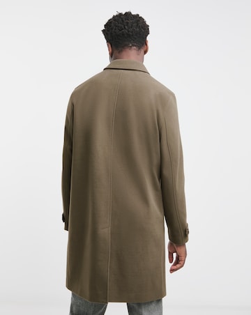 Faux Wool Mac with Cuff Tabs