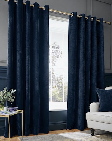 Hyperion Selene Luxury Chenille Weighted Thermal Eyelet Curtains