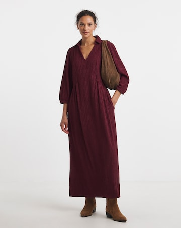 Textured Jersey Collared Dress