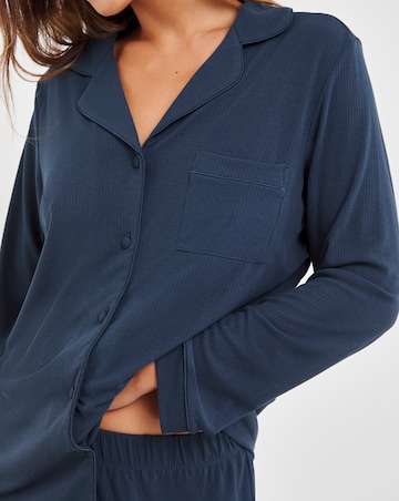 Pretty Secrets Supersoft Ribbed Button Through Pyjama Set