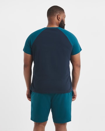 2 Pack Raglan Short Pyjama Set-Teal/Navy