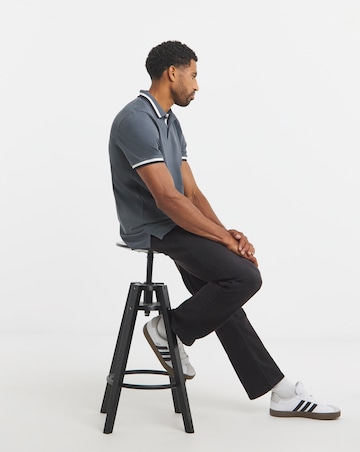 Tipped Pique Polo Long- Dark Grey