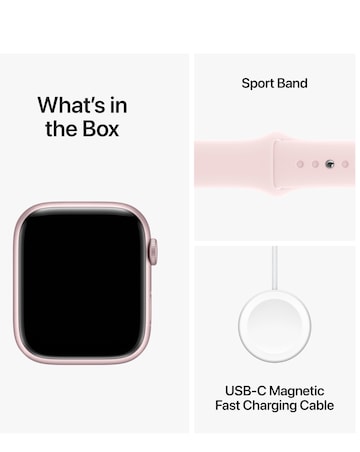 Apple Watch Series 9 GPS 45mm Pink Aluminium Case, Light Pink Sport Band - S/M