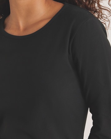 Pretty Secrets Thermal Brushed Fleece Long Sleeve Top Black