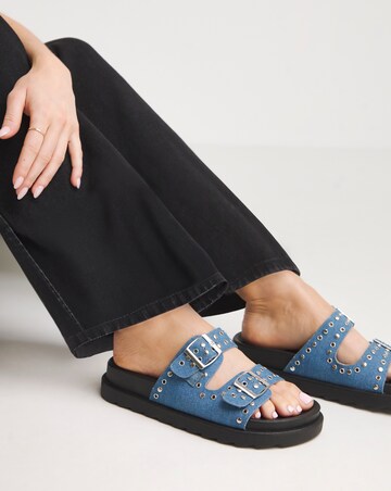 Simply Be Nikki Hardware Double Strap Sandals - Wide Fit (E)