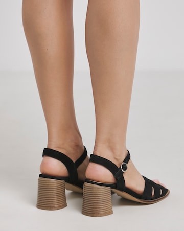 Greta Woven Detail Block Heel Sandals - Wide Fit (E)