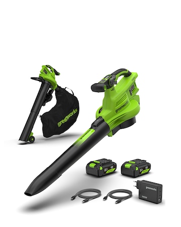 Greenworks 48V 386 km/h Cordless Brushless Vacuum (2x 4AH Battery & Charger)