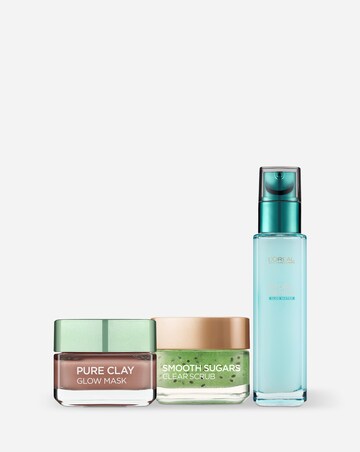 L'Oreal Paris, Glow Goals, Scrub, Clay Face Mask, Moisturiser Set (Save25%)