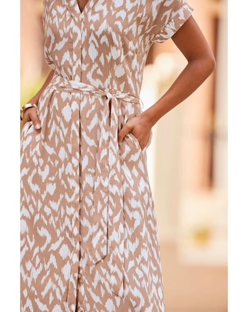 Sosandar Abstract Print Belted Shirt Dress