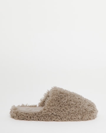 Mindy Shaggy Fur Mule Slippers - Wide Fit (E)