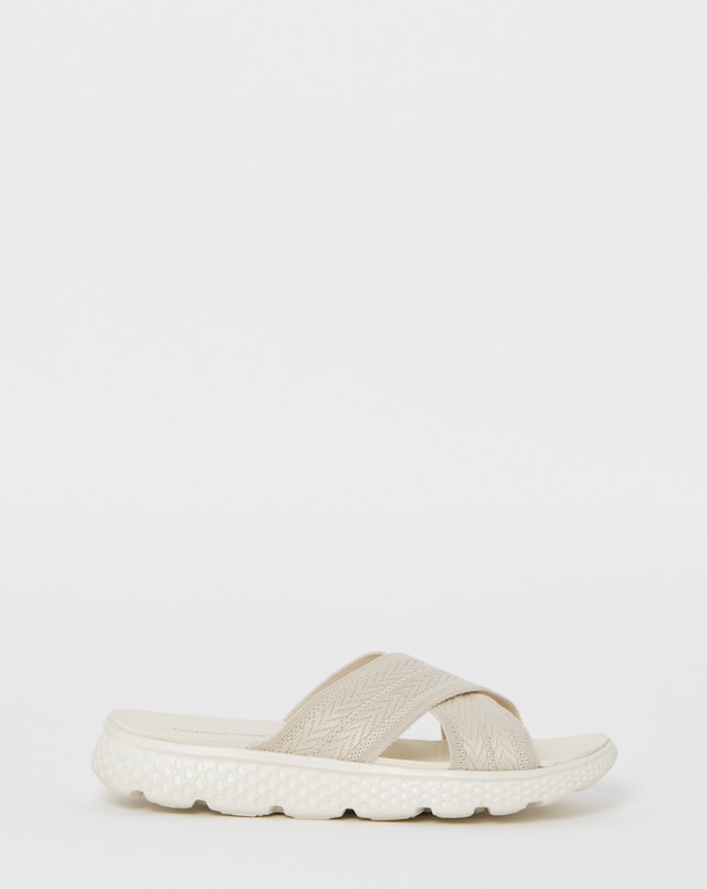 Cushion Walk Beige Crossover Mules - Wide Fit (E)