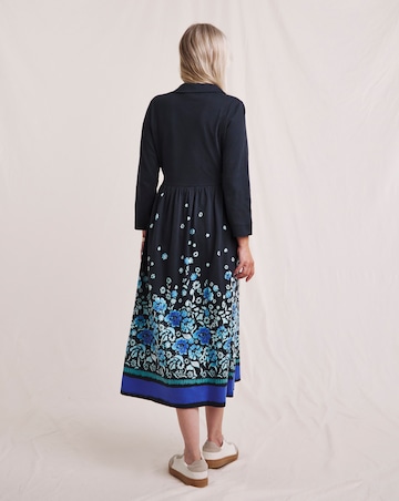 Julipa Pure Cotton Border Print Jersey Shirt Dress