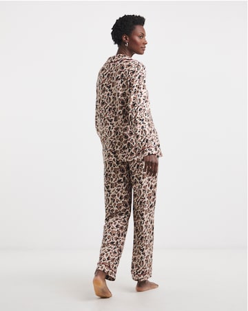 Pretty Secrets Button Through Revere Pyjama Set Animal Print