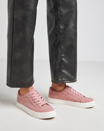 Janey Scalloped Edge Lace Up Trainer - Extra Wide Fit (EEE)