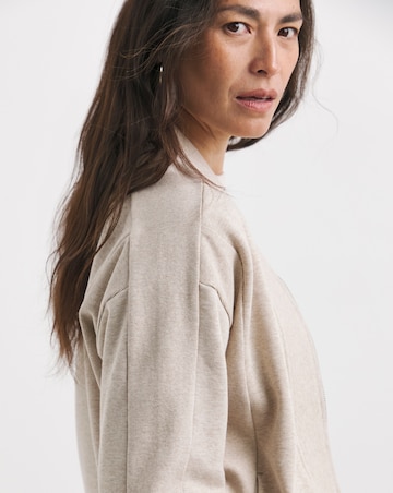 Warm Grey Ribbed Detail Bomber