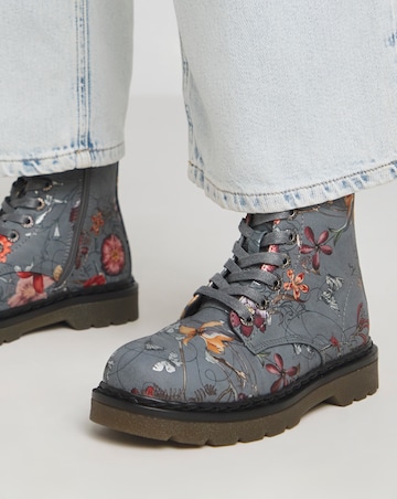 Heavenly Feet Justina Lace Up Chunky Boot Wide E Fit