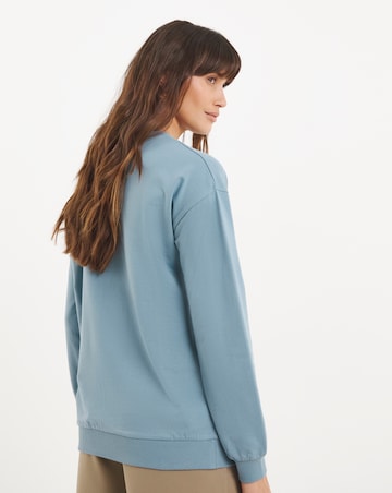 Pure Cotton Crew Neck Cutwork Long Sleeve Sweatshirt