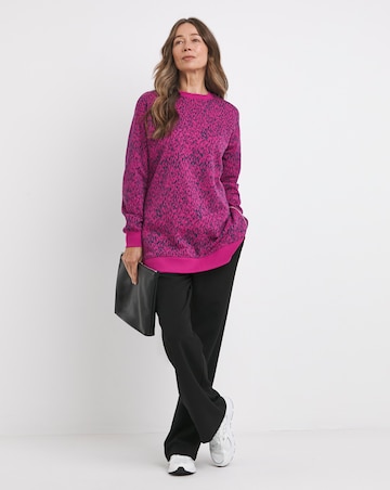 Purple Print Side Zip Longline Sweatshirt