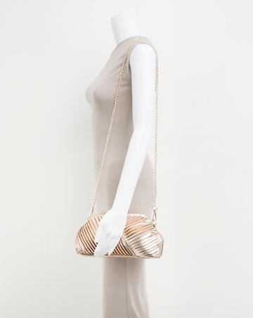 Gold Pleated Detail Clutch Bag