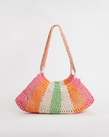 Multi Stripe Crochet Shopper Bag