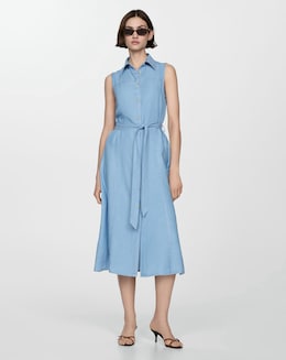 Mango Tie Waist Sleeveless Dress