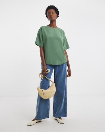 Crepe Boxy Short Sleeve Top