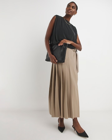 Neutral Pleated Midaxi Skirt