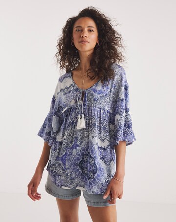 Joe Browns Ibiza Vibes Tassel Tie Boho Crinkle Top