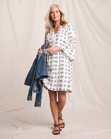 Julipa Printed Pure Cotton Textured Shift Dress