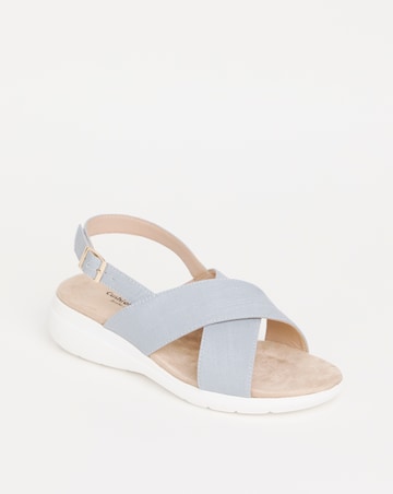Cushion Walk Blue Linen Crossover Sandal- Extra Wide Fit (EEE)