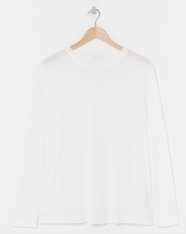 Anthology White Crew Neck Long Sleeve Top