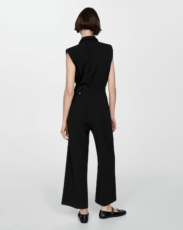 Mango Linen Blend Belted Jumpsuit