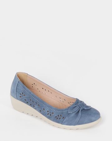Cushion Walk Navy Cut-Out Wedge Ballerinas - Extra Wide Fit (EEE)
