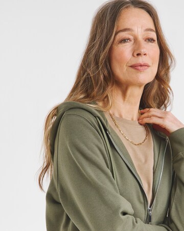 Khaki Longline Zip Hoodie