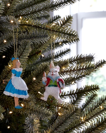 Gisela Graham Alice and White Rabbit Hanging Decorations