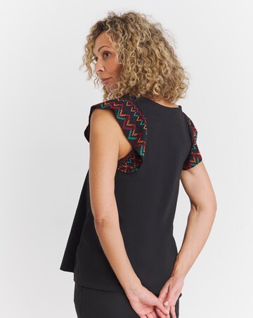Square Neck Embroidered Sleeve Top